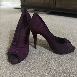 Bakers Peep-Toe High Heel Pumps in Deep Plum